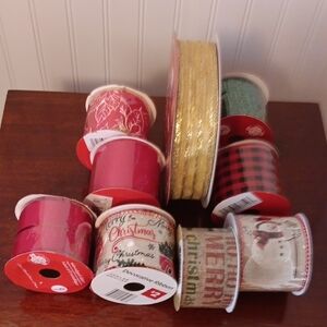 9 Rolls of  gift wrap ribbon.